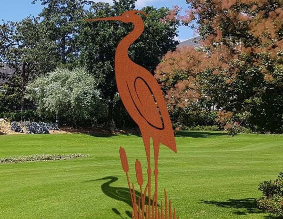 Figurine De Jardin Cerf En Métal Rouillé Sur Pattes - Hauteur 64 Cm - Décoration Extérieur Intérieur Résistante