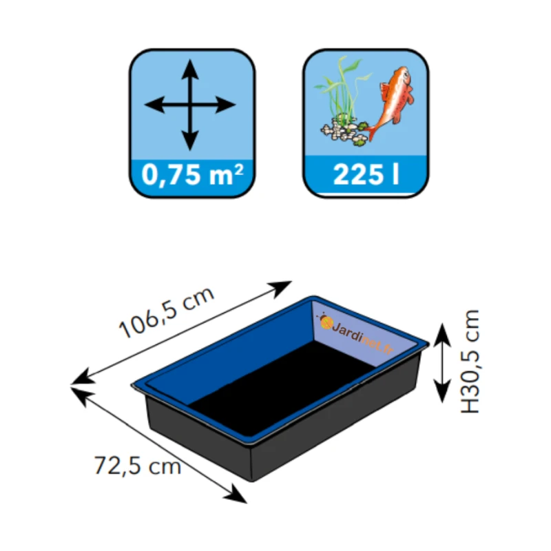 Pounjsd étang à Poissons En Toile Avec Support, Bassin Poisson Exterieur Jardin 1m, Piscine Hors Sol Rectangulaire, Réservoir D'eau D'aquaculture, 900 Litres, Piscine À Poissons For L'élevage De Koi