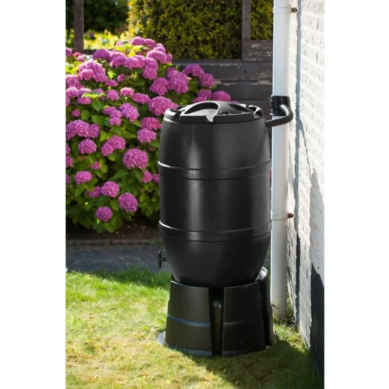 Récupérateur d'eau forme tonneau noir - 120 / 210 litres