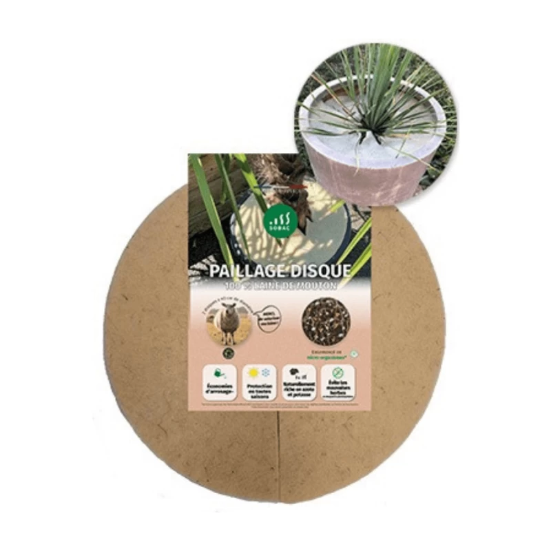 Disques de paillage bio en feutre pure laine Ø40cm - lot de 2