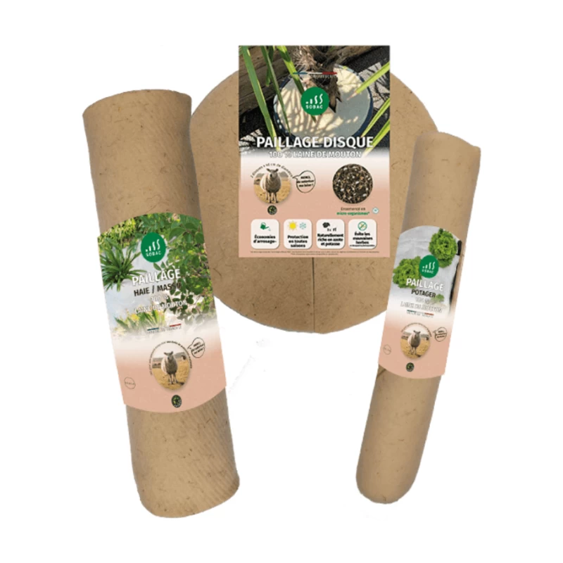 Feutre de paillage bio pure laine 500gr/m² - H: 0,60m L. 3m