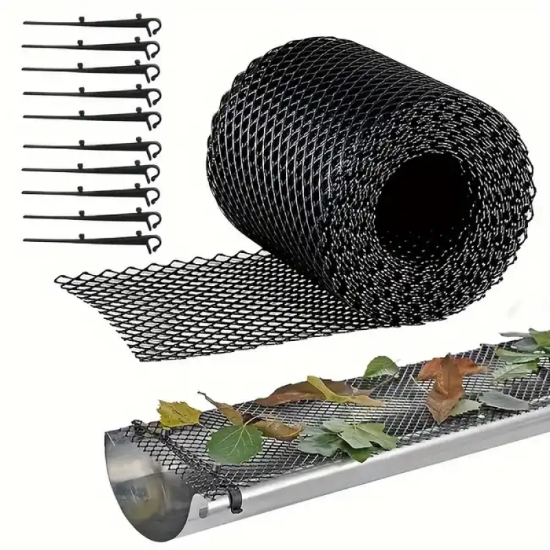 Grille pour gouttière avec crochets de fixation