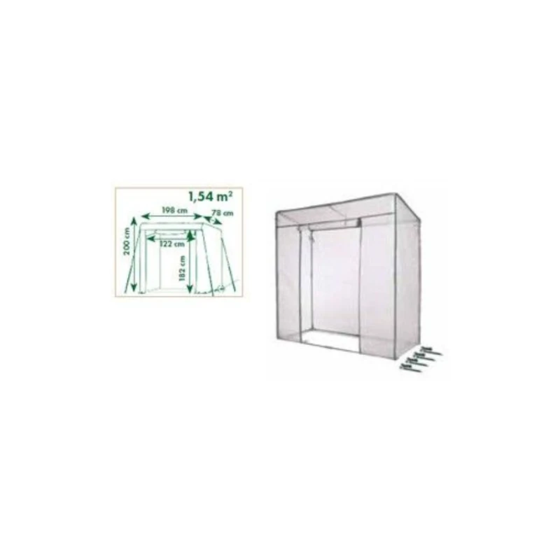 Serre de jardin - L: 198 l: 78 h: 200cm - 1,54m² 