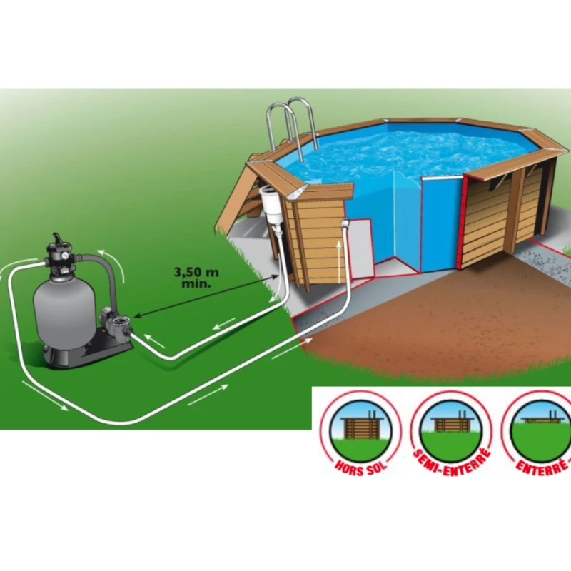 Piscine SUNWATER hexagonale Ø 4,10m avec kit de filtration - Ubbink 