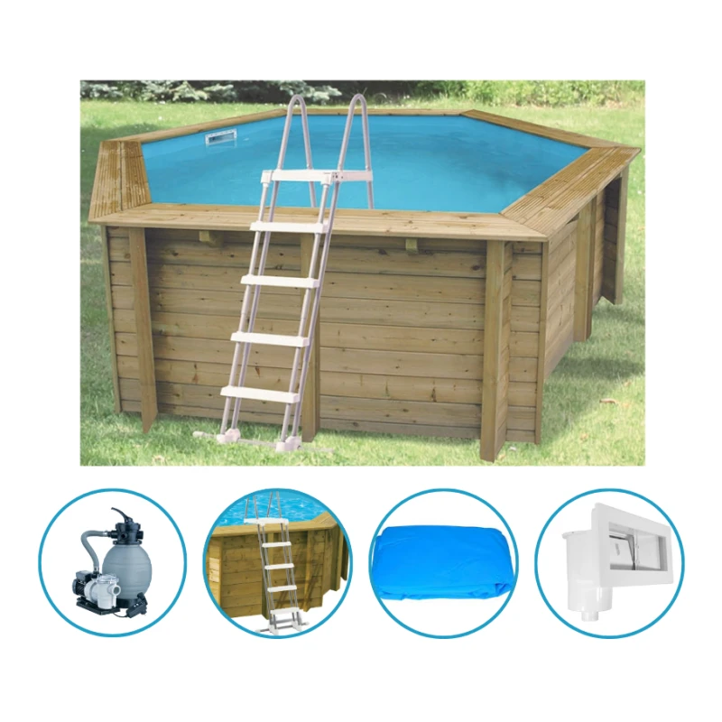 Piscine SUNWATER hexagonale Ø 4,10m avec kit de filtration - Ubbink 