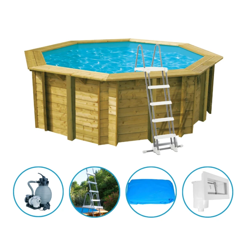 Piscine Sunwater hexagonale Ø 3,60m H1.20m avec kit de filtration - Ubbink 