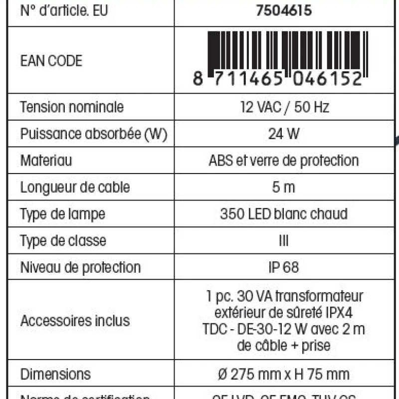 Projecteur pour piscine bois