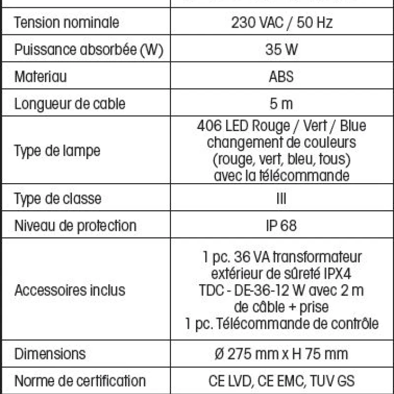 Projecteur pour piscine bois