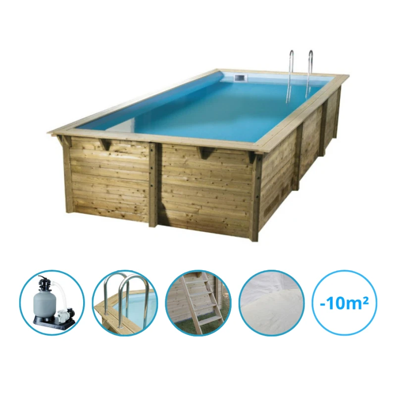 Piscine rectangulaire AZURA 2,5x4,5m H1,26m avec kit de filtration - Ubbink