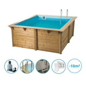 Piscine carré AZURA 3x3m H1,26m avec kit de filtration - Ubbink