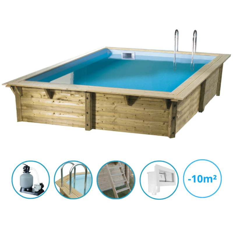 Piscine carrée AZURA 3x3m H1,26m avec kit de filtration - Ubbink