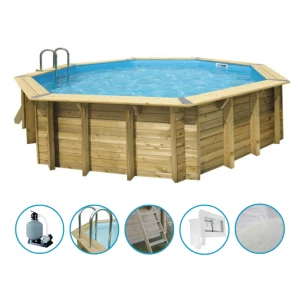 Piscine octogonale OCEA Ø5,80m H1,30m avec kit de filtration - Ubbink 