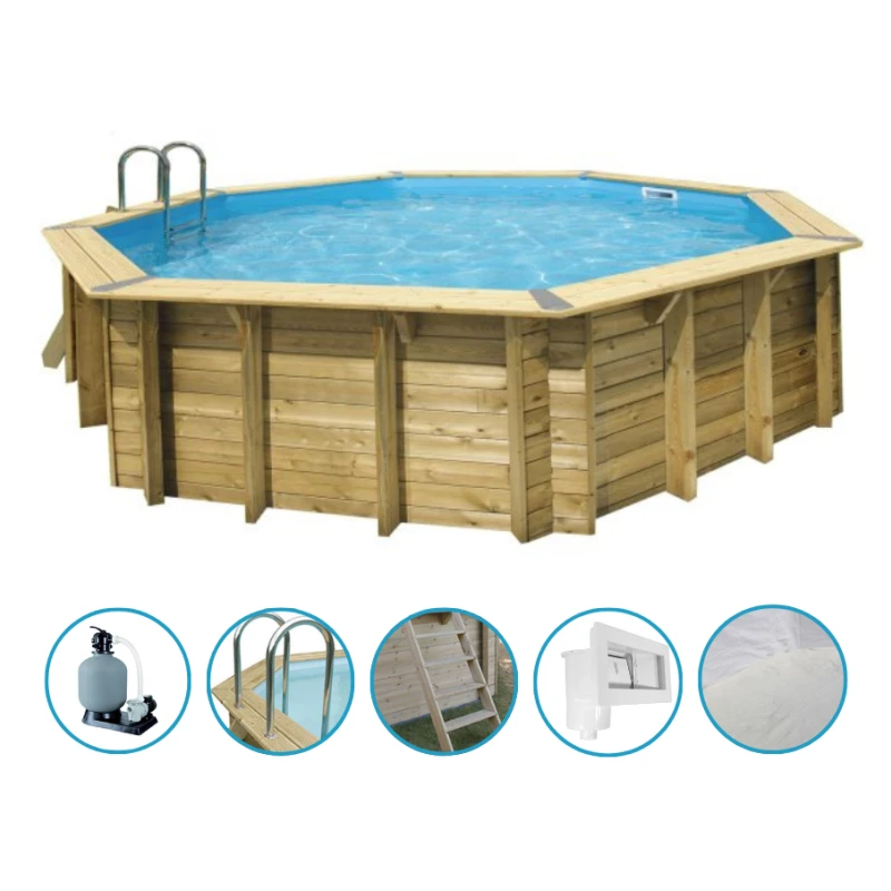 Piscine octogonale OCEA Ø5,80m H1,30m avec kit de filtration - Ubbink 