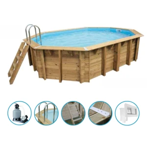 Piscine octogonale SUNWATER 3x4,9m H1,20m avec kit de filtration - Ubbink