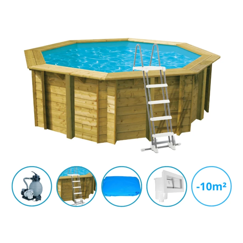 Piscine octogonale SUNWATER Ø3,60m H1,20m avec kit de filtration - Ubbink 