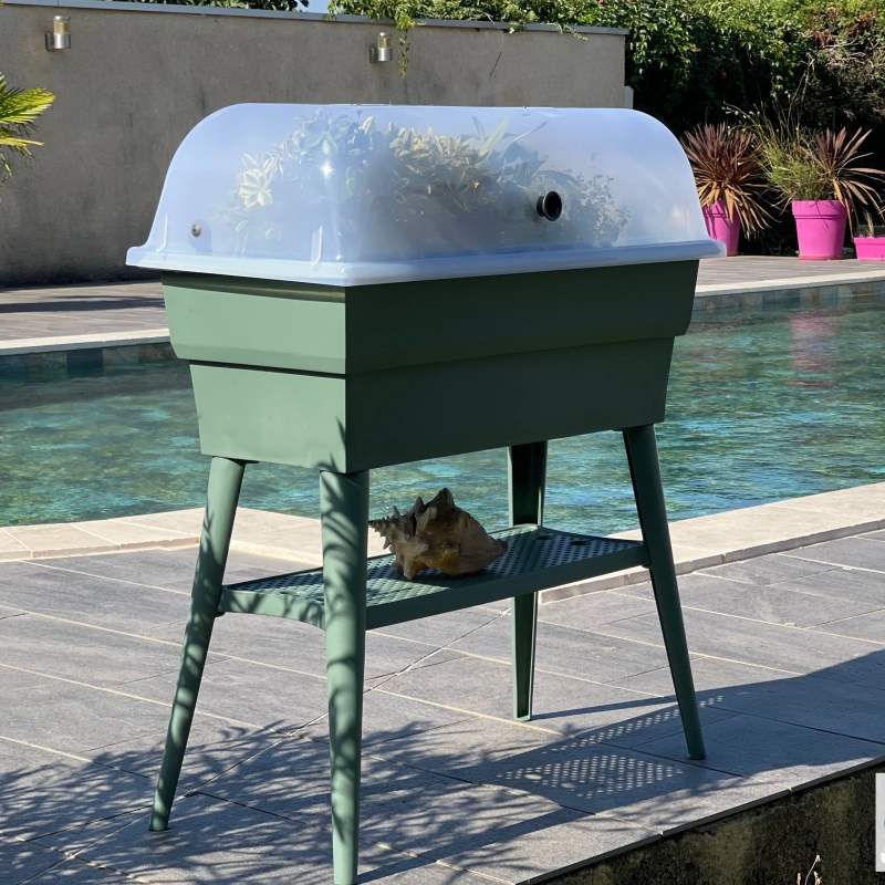 Jardinière Combi sur pieds avec cloche 40L