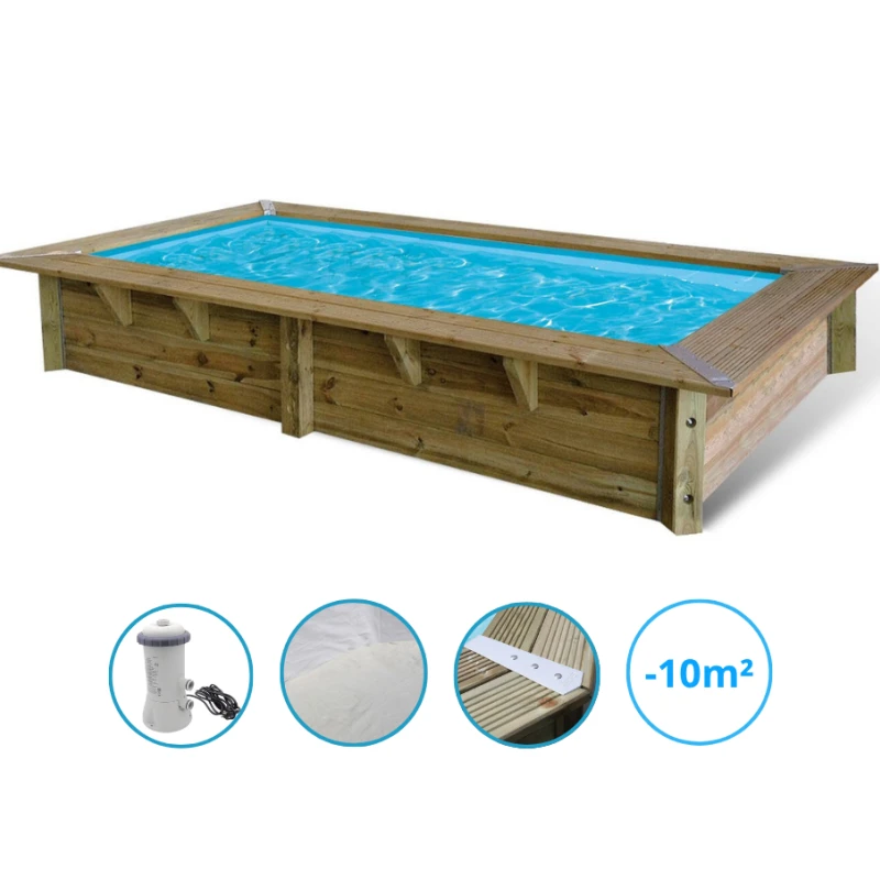 Piscine rectangulaire SUNWATER 2,00mx3,50m H71cm avec filtre à cartouche - Ubbink