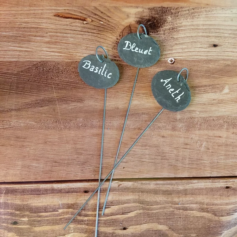 Étiquettes en ardoise naturelle à planter - 3 pièces